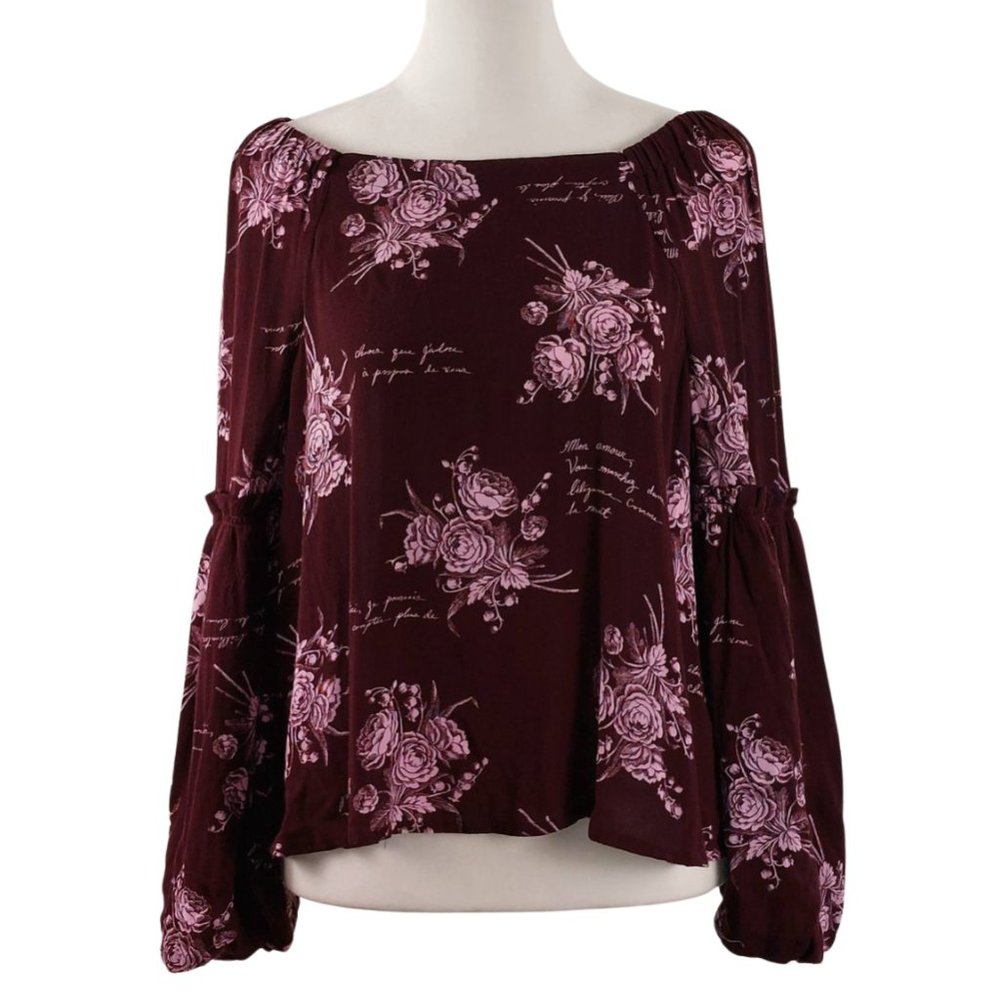 Cinq à Sept Amelie Off Shoulder Purple Floral Top Size Small